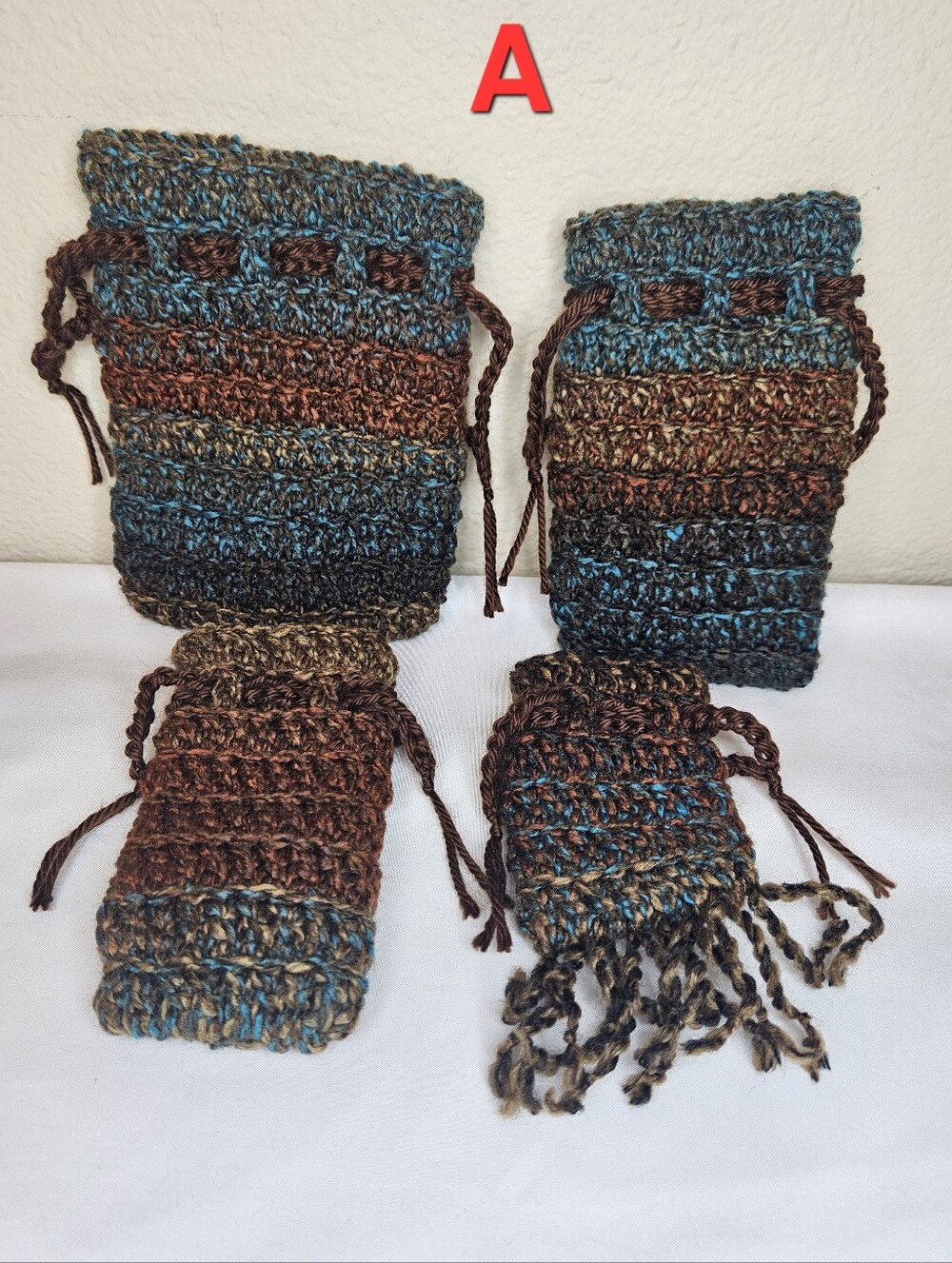 Set Of 4 Handmade Crochet Drawstring Pouches | Pick 1 Set - Picture 2 of 5